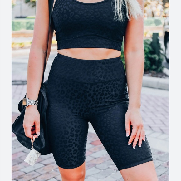 Mono B | LUXURIOUS 3D LEOPARD BIKER SHORTS - BLACK - Picture 2 of 8